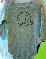 Grey Elephant Onesie with Flowers