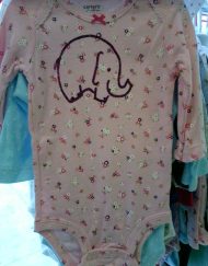 Pink Elephant Onesie with Flowers