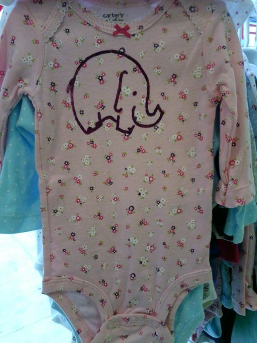 Pink Elephant Onesie with Flowers