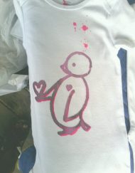 Two-Tone Grey and Pink Baby Bird Onesies