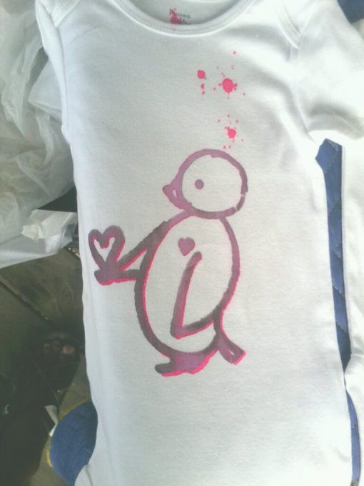 Two-Tone Grey and Pink Baby Bird Onesies